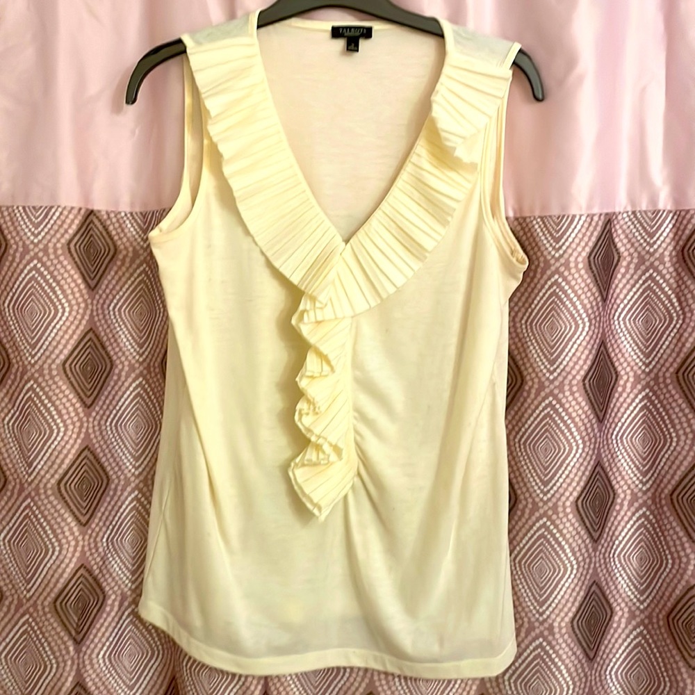 Talbots off white ruffled top